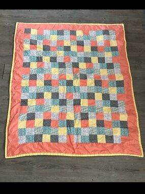 Handmade Patchwork Quilt throw blanket 40” by 49”